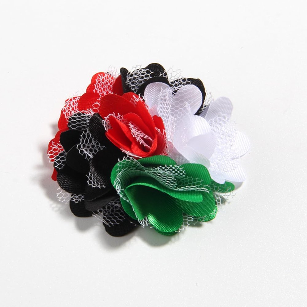 20Pcs 5CM 2" Fashion Boutique Lace Chiffon Fabric Flower Mesh Flowers for Craft Project, Wedding Decorations, Dress and Shoe Embellishments (20Pcs Red & Black)
