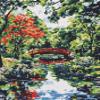 Bcdfgybcaxn Japanese Landscape Cross Stitch Kits for Adults Beginners,Pavilion Sakura Park,Embroidery Kits Full Range of Cross Stitch Stamped Kits Needlepoint Kits Cross Stitch 16x20 inches view 1