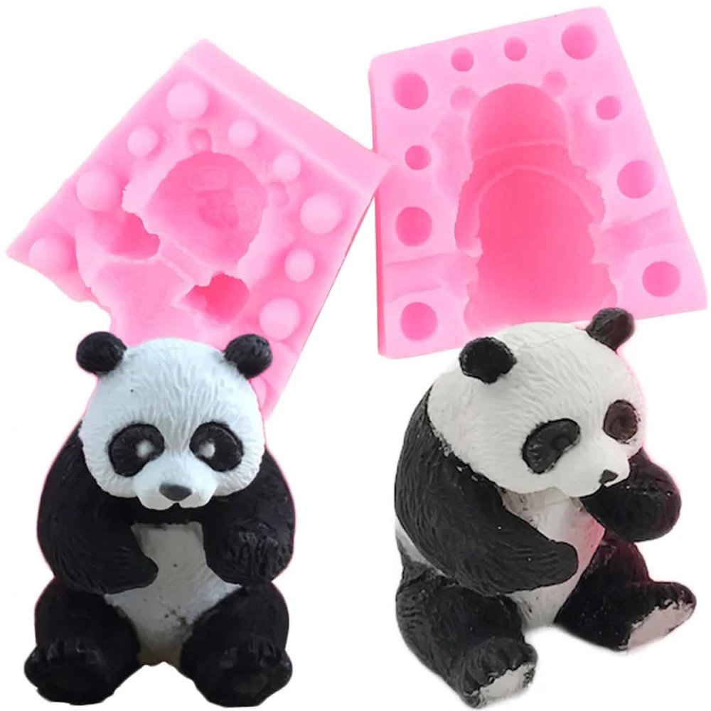 Silicone Molds,Epoxy Resin Molds,5.3x4.8cm 3D Panda Silicone Mold Soap Resin Candle Molds Chocolate Fondant Cake Decorating Tools Mousse Dessert Baking Accessories