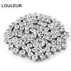 100pcs/lot 6/7mm Loose Spacer Beads Letter Bead Square/Round Alphabet Beads for Making DIY Accessories (Color: Square Silver) view 2