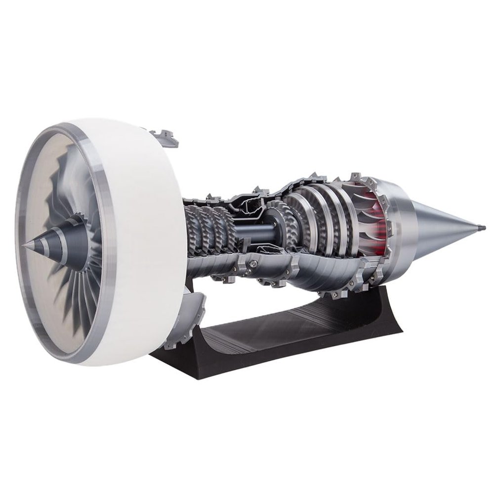 ENGINEDIY Jet Aircraft Turbofan Turbojet Engine Model Kit 1/15 Scale 3D Printed Functional Turbofan Aircraft Engine Model Aero Mechanical Gift for Aircraft Fan (Electric Light Version)