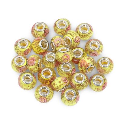 5pcs/lot Multicolor European Lampwork Beads Colorful Glass Beads for Bracelet Bangle Women DIY Making Accessories (Color: Yellow)