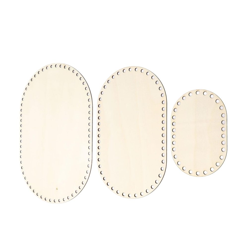 3Pcs Oval Basket Base, Robust Weaving Blank Solid Wood Bottom for Knitting Macrame, Oval Basket Base, Crafted from Premium Solid Wood with Large Weaving Space, Robust Design for