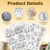 DOODLREAM 48Pcs Cat Playing Halloween Embroidery Pattern Stabilizer, 8.3"x11.7" Cute Kitten Water Soluble Stick and Stitch Embroidery Sticker, 4 Sheets Kitty Hand Sewing DIY Embroidery Paper view 3