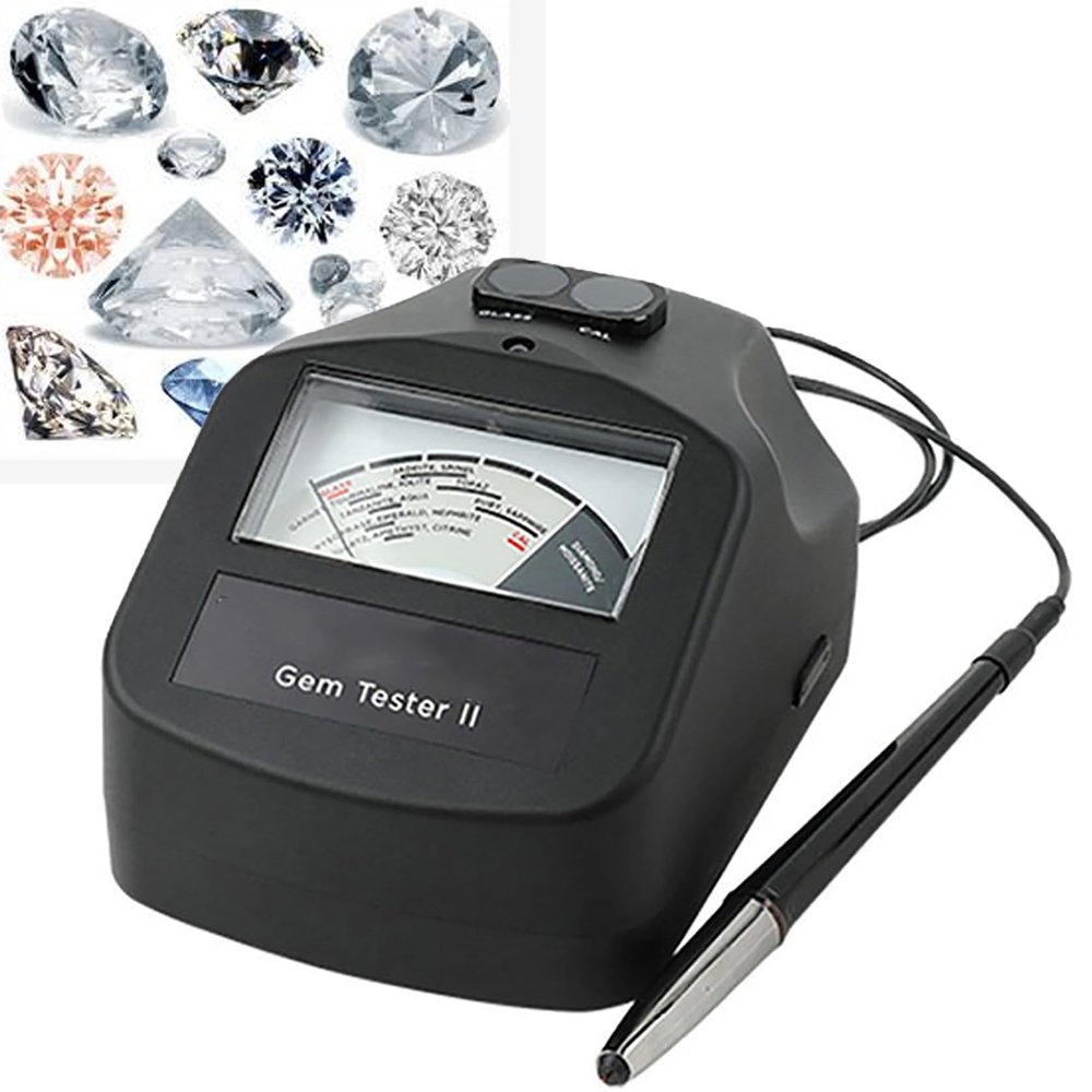 KJZQLMZ Jewelry Diamond Detector, Moissanite Diamond Tester, Can Test 16 Gemstones/Built-in Glass and Calibration (Cal) Test Disc, for Jewelry Stores