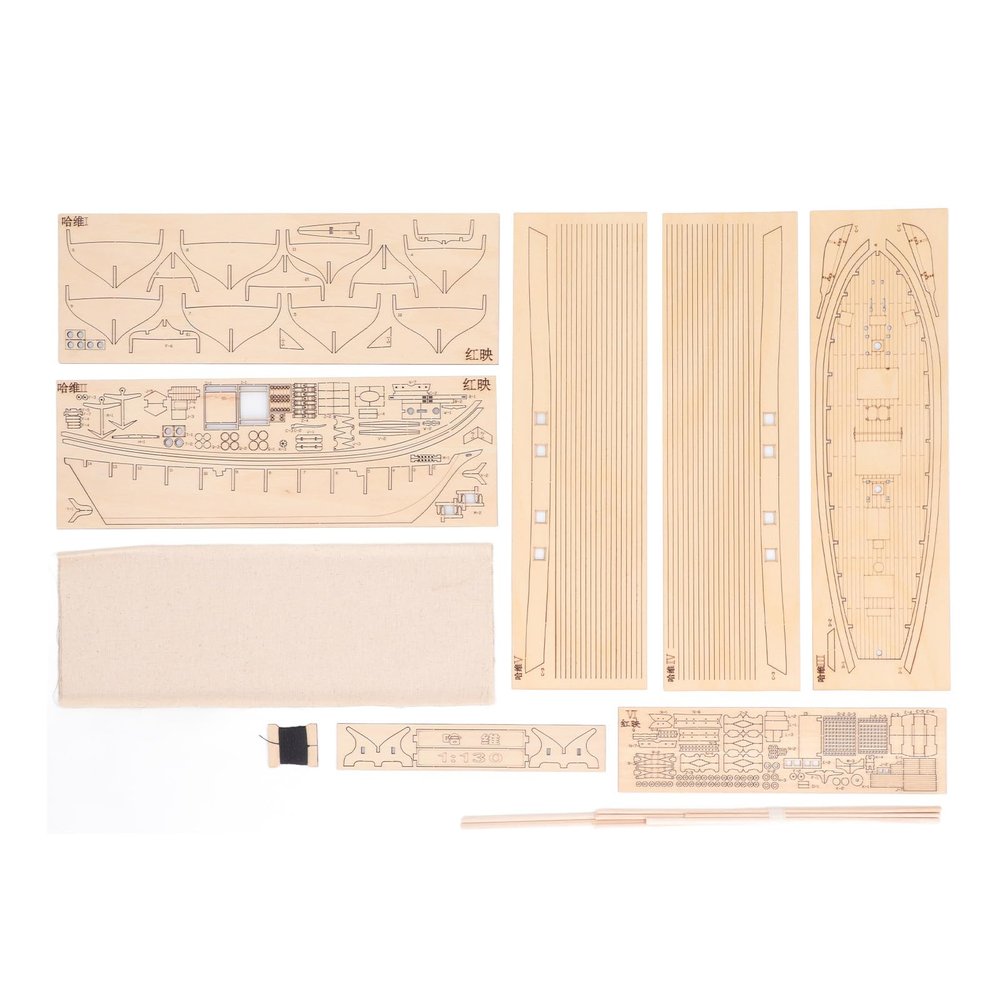 JAOCDOEN Miniature Sailboat Model 1:130 Wooden Sailboat Kit Intelligence Development DIY Scientific Ancient Model Ship Building Kit for Teenager Adults