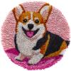Latch Hook Rug Kit Cute Corgi Dog Easy for Beginners Round Shape Carpet Crochet Yarn Craft Mini Rug DIY Hook and Latch Little Tapestry for Home Decor 30x30cm-4 view 1