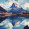 Bcdfgybcaxn Stamped Cross Stitch Kits,Snow Mountain Reflection Landscape,Cross Stitch Ornament Kits for Adults Beginners,DIY Counted Embroidery Needlepoint Kits Home Decor,16X20in view 1