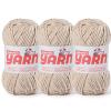 3 Pack Plush Chunky Chenille Yarn for Crocheting, Soft Fluffy Velvet Yarn for Crocheting, Fuzzy Baby Blanket Knitting Yarns, 300g/393yds Bulky Amigurumi Yarns3 Light Khaki view 1