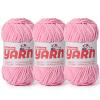 3 Pack Plush Chunky Chenille Yarn for Crocheting, Soft Fluffy Velvet Yarn for Crocheting, Fuzzy Baby Blanket Knitting Yarns, 300g/393yds Bulky Amigurumi Yarns3 Deep Pink view 1
