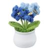 PATIKIL Crochet Flowers, 1 Pcs Knitting Crochet Flowers Forget-Me-Not Potted Plants Handmade Flowers Birthday Wedding Car Gift Home Decor, Gradient Blue view 1