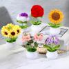 PATIKIL Crochet Flowers, 1 Pcs Knitting Crochet Flowers Forget-Me-Not Potted Plants Handmade Flowers Birthday Wedding Car Gift Home Decor, Gradient Blue view 4