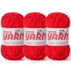 3 Pack Plush Chunky Chenille Yarn for Crocheting, Soft Fluffy Velvet Yarn for Crocheting, Fuzzy Baby Blanket Knitting Yarn, 300g/393yds Bulky Amigurumi Yarns3 Red view 1