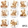 8PCS Boho Teddy Bear UV DTF Cup Wrap Transfer Stickers for Craft Furniture Glass Rub on Transfers Stickers Waterproof Cup Wraps Stickers Decal for Ceramic Mug DIY view 4