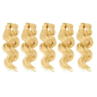 PATIKIL 15cm Doll Hair Wefts, 5Pcs Soft Synthetic Wave Hair Doll Wigs Doll Hair Extensions Accessories for Doll Making DIY Craft, Golden