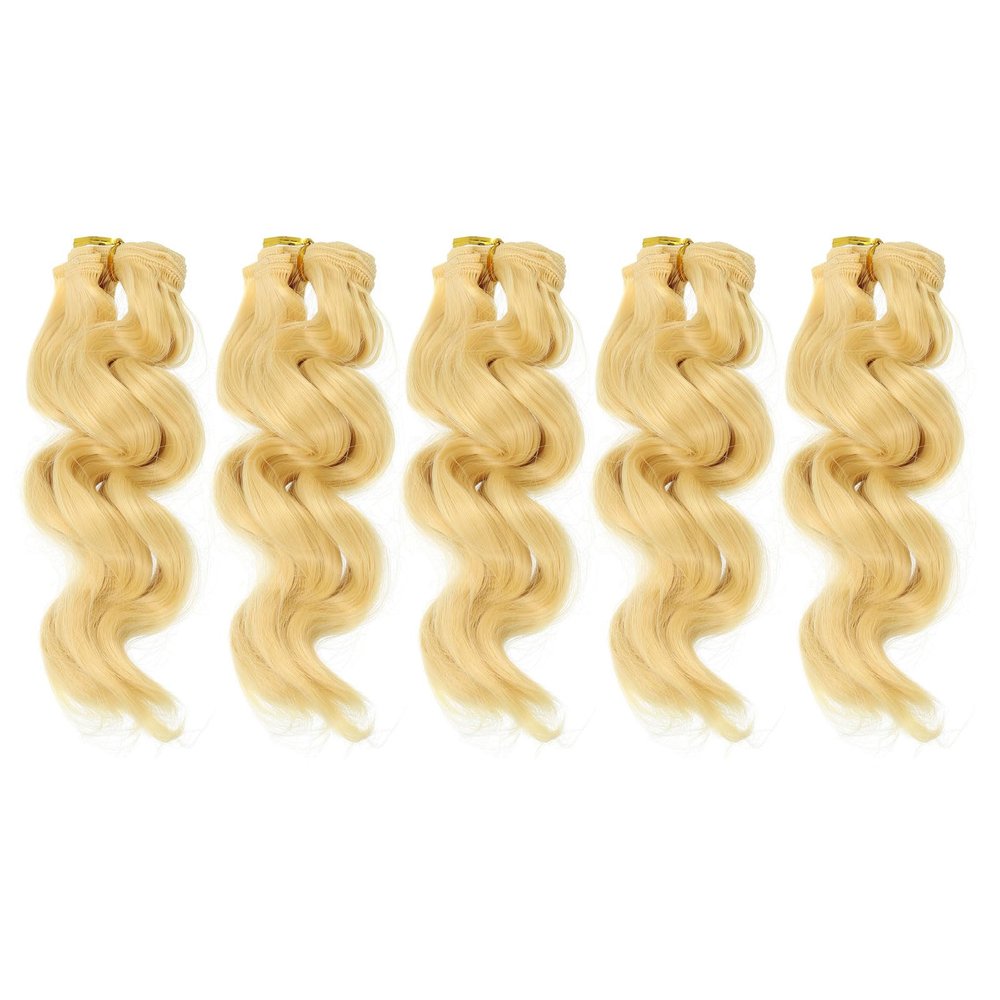 PATIKIL 15cm Doll Hair Wefts, 5Pcs Soft Synthetic Wave Hair Doll Wigs Doll Hair Extensions Accessories for Doll Making DIY Craft, Golden