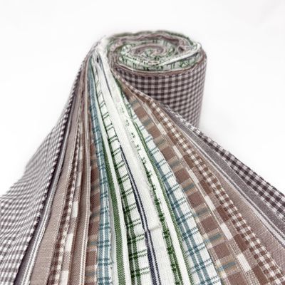 Lightwash Homespun Cotton Gray Beige Plaid Fabric 22 pc 2.5" X 44" Precut Strips (Jelly Roll) by JCS