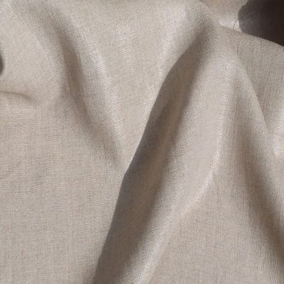100% Linen Natural Color Fabric with Silver Foil Print 3492 Natural