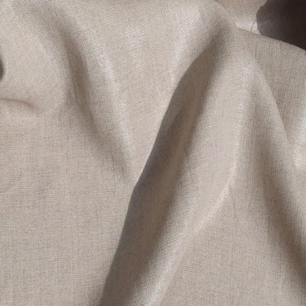 100% Linen Natural Color Fabric with Silver Foil Print 3492 Natural