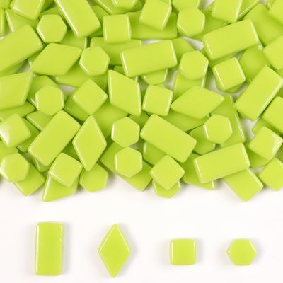 1 LB Mixed Shapes Glass Mosaic Tiles for Crafts Bulk, Colorful Opaque Recycle Glass Pieces for Mosaic Projects, Home Decoration, Adult & Kids DIY Hobbies (Melon)