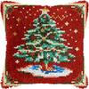 Christmas Tree Latch Hook Pillow Kits Pillow Cover Latch Hook Crafts Crochet Knitted Hooking Pillowcase Cushion Crafts Embroidery Latch Hooking Kits Material Set 17x17 inch(38) view 1