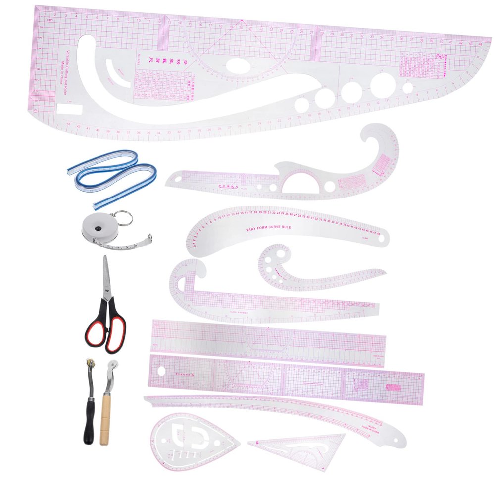 BEBEMOKO 1set Professional Sewing Ruler Set Includes Pattern Master Tailor and Quilting Rulers for Clothing Making