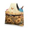 Qehuruxo Sunflower Butterfly Yarn Bag Crochet Bag Organizer Waterproof Wear Resistant Vest Crochet Storage Knitting Bag Suitable for Knitting Lover view 1