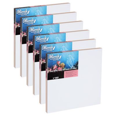 Creative Mark Mimik Recycled PET Cradled Canvas Panel 3/4" Depth - 8x8 Pack of 6 - Medium-Textured Painting Board for Eco-Conscious Artists, 14.11 oz Triple-Acrylic-Primed Weight Mounted Canvas