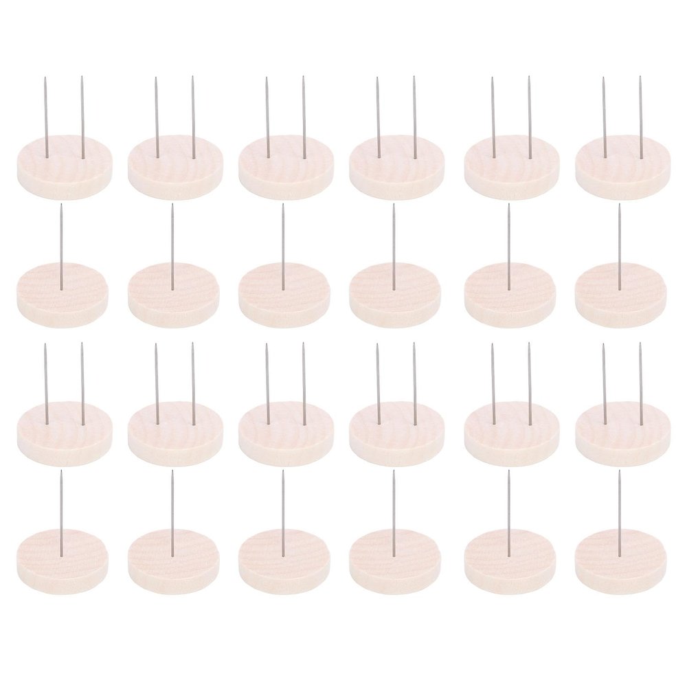 24 Pcs Crochet Doll Stand, 1.57 inches Single Double Needle Wooden Crochet Doll Display Stand, for Storing and Displaying Action Figures, Plush Animal Crochet Dolls