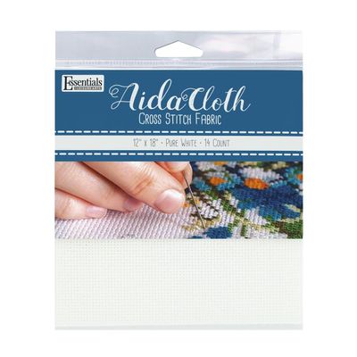 Essentials By Leisure Arts Aida Cloth, 14 Count, Pure White Cross Stitch Fabric, Embroidery Fabric, Cross Stitch Supplies for Crafting, Stitching, and Sewing Projects 12X18