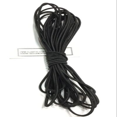 2mm Beading Black Round Elastic Stretchy Cord 5 Yards-Black- 15 Feet