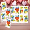 24 Building blocks kids school class Valentines day cards view 2