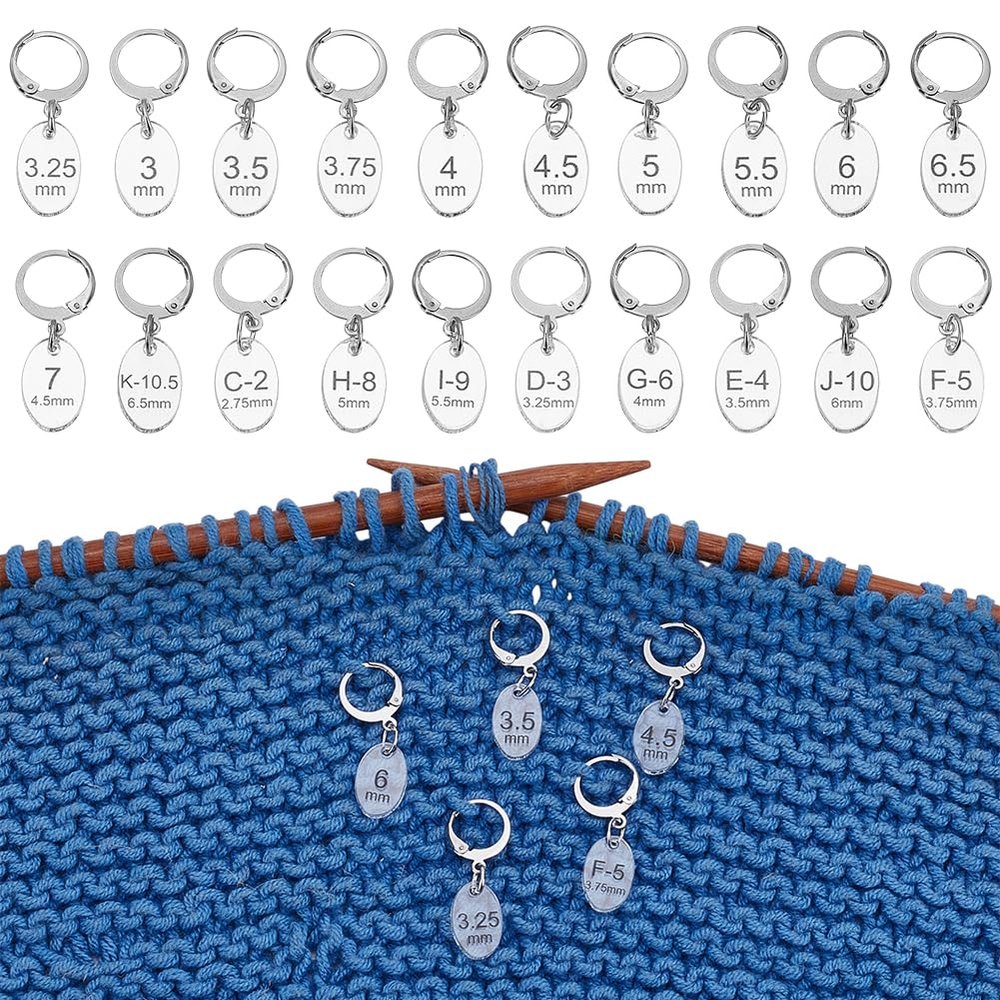 BENECREAT 20Pcs Oval Number Stitch Markers, Clear Acrylic Crochet Stitch Marker Charms with 304 Stainless Steel Clasps for Knitting Weaving Sewing Accessories Quilting