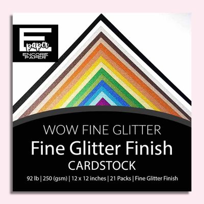 Encore Paper WOW Fine Glitter Cardstock Variety Pack | 21 Dazzling Colors | No-Shed Glitter Finish | 12x12 Inches | Cuts Easily with Machines & Dies | 92 lb Weight (250 gsm)