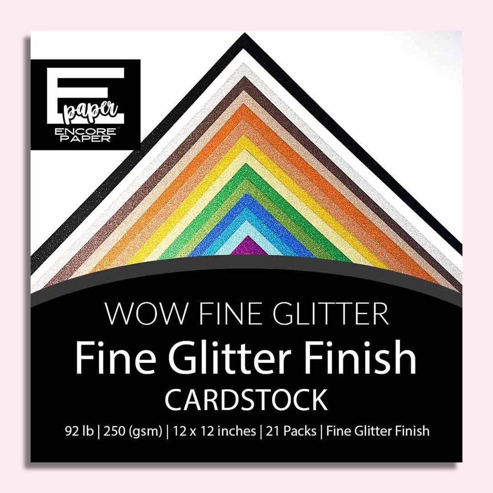 Encore Paper WOW Fine Glitter Cardstock Variety Pack | 21 Dazzling Colors | No-Shed Glitter Finish | 12x12 Inches | Cuts Easily with Machines & Dies | 92 lb Weight (250 gsm)