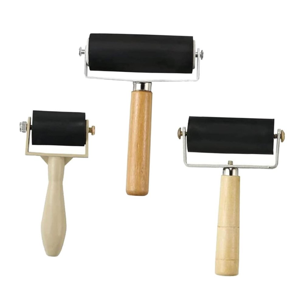 HAPINARY 3pcs Rubber Drum Roller Wheel Tools Glue Roller for Boys and Girls and Adults Printing Tool