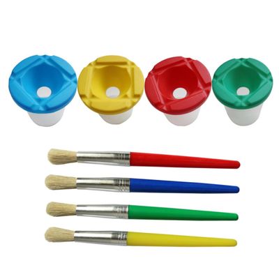 Beatifufu 6pcs Plastic Paint Cups Lids Leakproof Drawing Cups for Boys and Girls Washable Palette for Students Art Supplies Random Colors