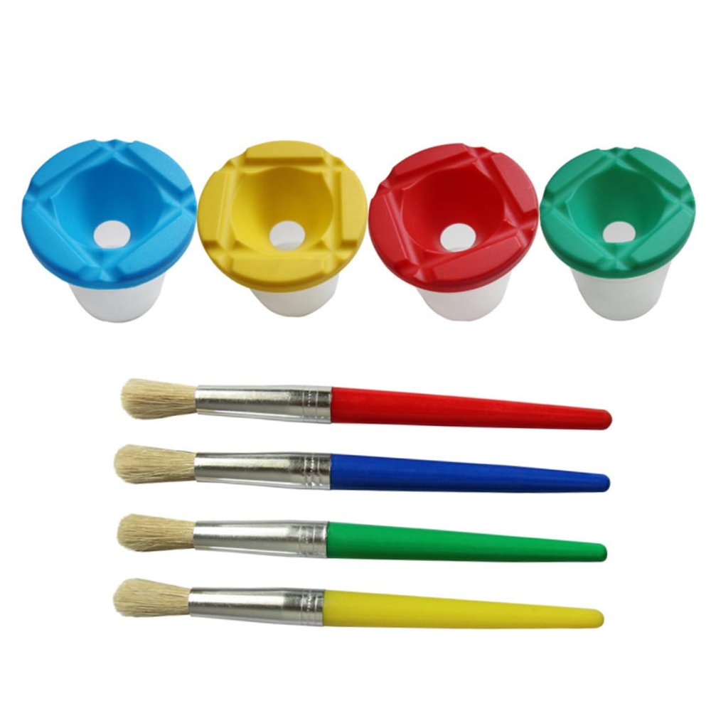 Beatifufu 6pcs Plastic Paint Cups Lids Leakproof Drawing Cups for Boys and Girls Washable Palette for Students Art Supplies Random Colors