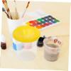 Beatifufu 6pcs Plastic Paint Cups Lids Leakproof Drawing Cups for Boys and Girls Washable Palette for Students Art Supplies Random Colors view 4