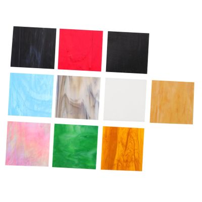 Operitacx 10pcs Colored Glass Sheets Cathedral Tiles for Crafts Vibrant Stained Glass Decoration for Office Projects Water Design Stunning Color Texture