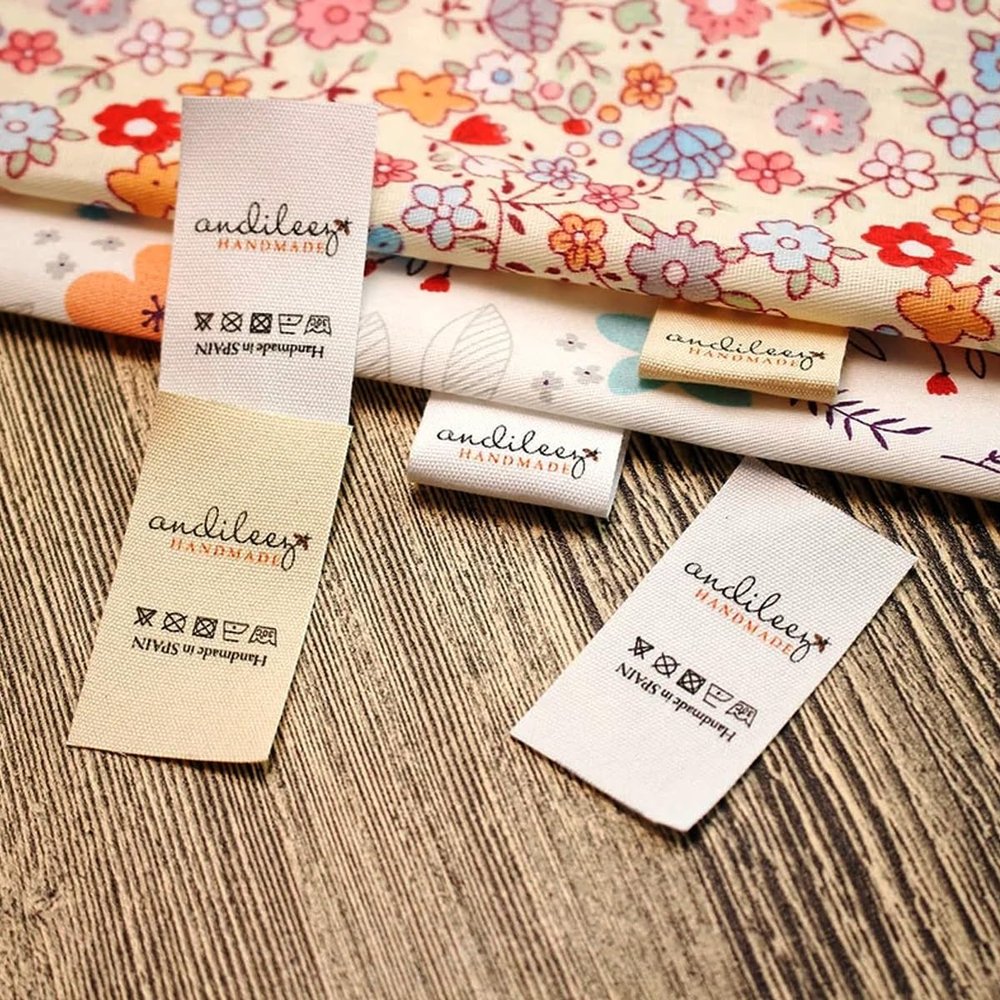 40 * 50mm, Personalized Cotton Sewing Accessory Labels with Logo Or Text, Custom Garment Labels, Handmade Product Labels, Garment Sewing Labels(Style 2)