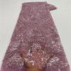 2.5 Yard African Sequins Beaded Lace Fabric Nigerian Embroidery French Tulle Sewing Material GL73-8 2.5yard view 3