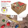 Large Sewing Box Organizer with Dual Layer Storage Design, Removable Tray, Wooden Frame and Cloth Material for Threads, Scissors, Buttons, Notions and More, Ideal Mother, view 2