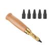 Leather Hole Punch Tool with 6 Replacement Tip Drills, Adjustable Screw Hole Punch, Wood Handle Punch Set for Leather Sewing Paper Craft Fabric, Size 1.5mm-4mm Hole Diameter, Log view 1