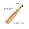 Leather Hole Punch Tool with 6 Replacement Tip Drills, Adjustable Screw Hole Punch, Wood Handle Punch Set for Leather Sewing Paper Craft Fabric, Size 1.5mm-4mm Hole Diameter, Log view 3