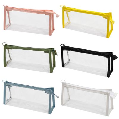 CIZITBE 6 Pcs Clear Pencil Bag with Zipper, Transparent Pen Pouch, Multifunctional Travel Toiletry Cosmetic Makeup Bag, Stationery Organizer