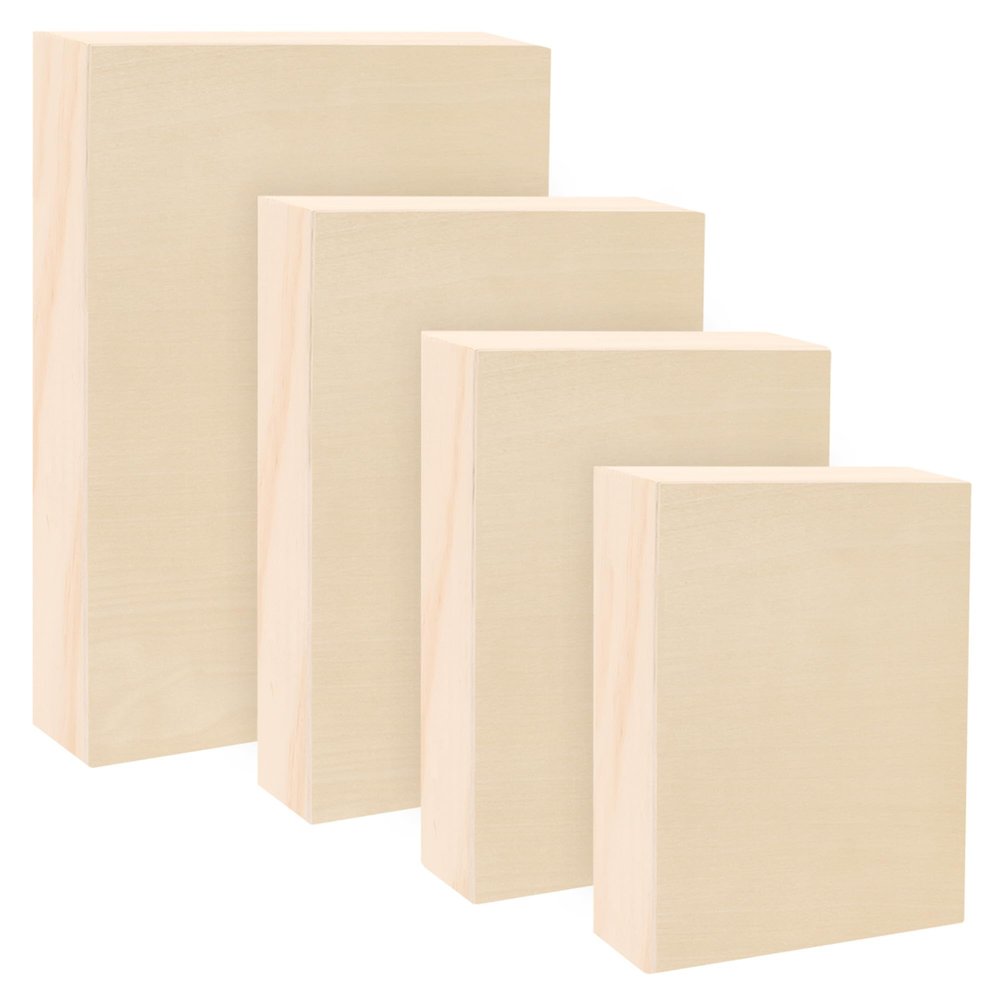 Da Vinci Pro Birch Wood Panel 1-5/8" Deep Bundle of 4 Small Rectangular Panels - Fine Textured, Warp Resistant, Lightweight & Rigid for Mounting Sanded Pastel or Watercolor Paper, Linen or Canvas