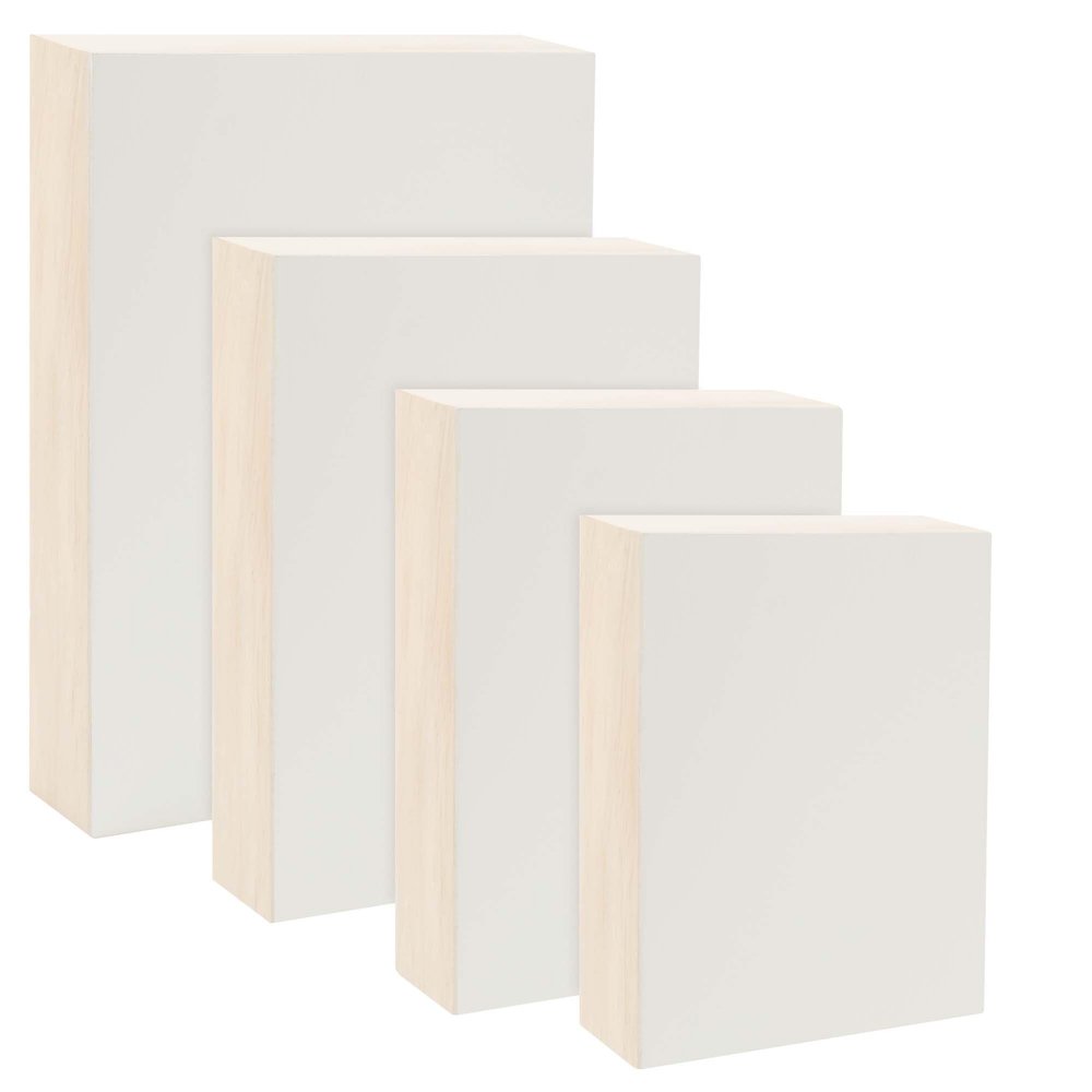 Da Vinci Pro Resist-Grip Coarse Textured Gesso Board, 4 Small Variety Rectangles, 2" Depth Art Boards for Painting, White Acrylic Polymer with Quartz Sand, Warp-Resistant Cradled & Sealed MDF Panel