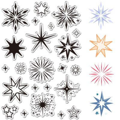 CRASPIRE Star Clear Rubber Stamps Reusable Transparent Silicone Stamp Seals for Journaling Card Making Decor DIY Scrapbooking Photo Album Decorative Stamp Sheets