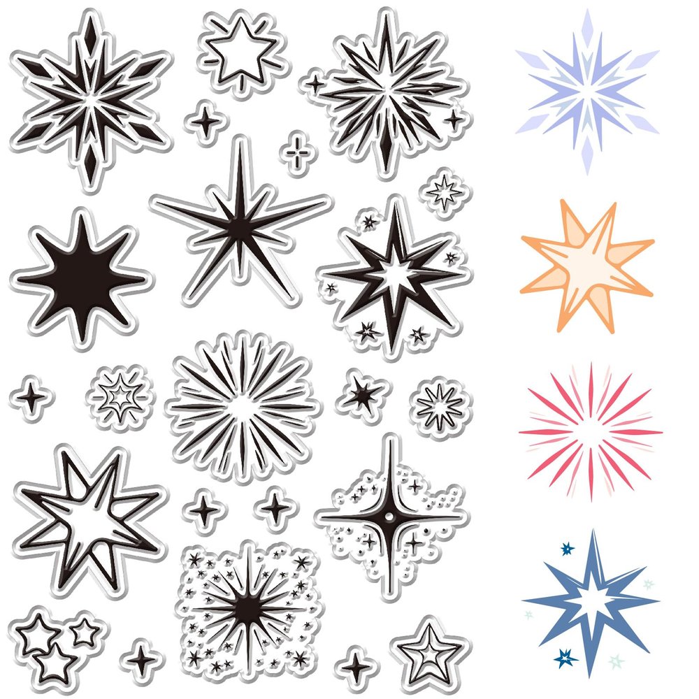 CRASPIRE Star Clear Rubber Stamps Reusable Transparent Silicone Stamp Seals for Journaling Card Making Decor DIY Scrapbooking Photo Album Decorative Stamp Sheets